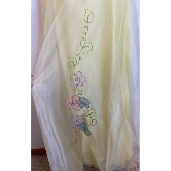 Vintage Union Made Yellow NADINE Chiffon Beauty Flutter Sleeve Maxi Dress  SMALL - Picture 2 of 7